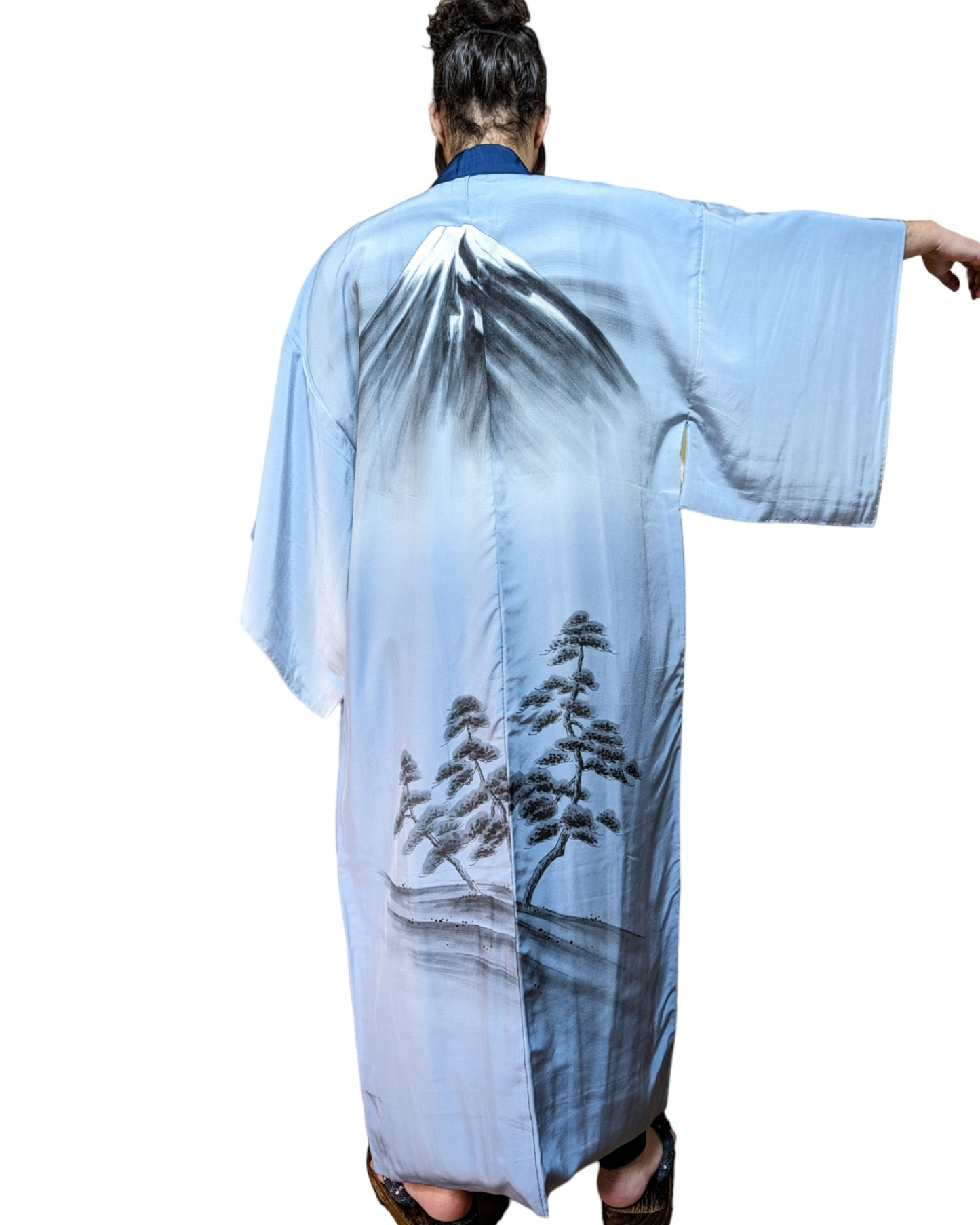 Juban Japonais homme en soie vintage avec motif mont Fuji