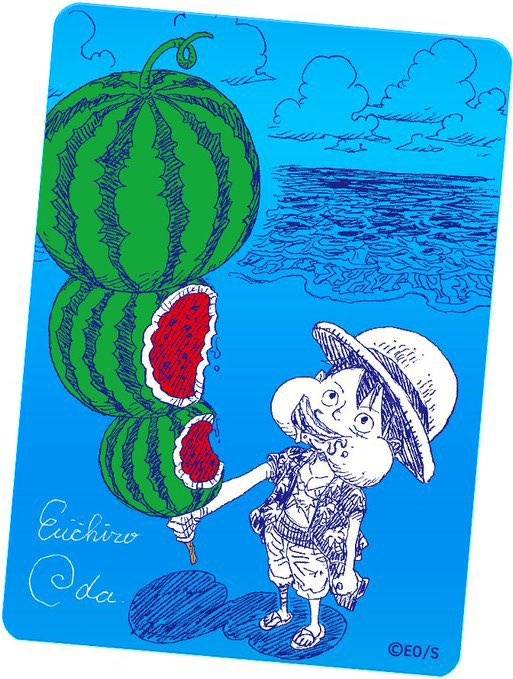 Carte Luffy Pastèque avec la signature de Eiichiro Oda