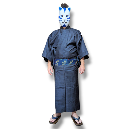 Japanese Kimono &amp; Haori Set in Blue Silk