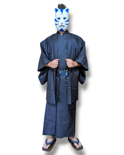 Japanese Kimono &amp; Haori Set in Blue Silk
