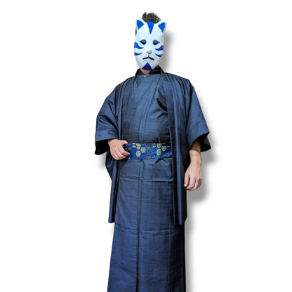 Japanese Kimono &amp; Haori Set in Blue Silk