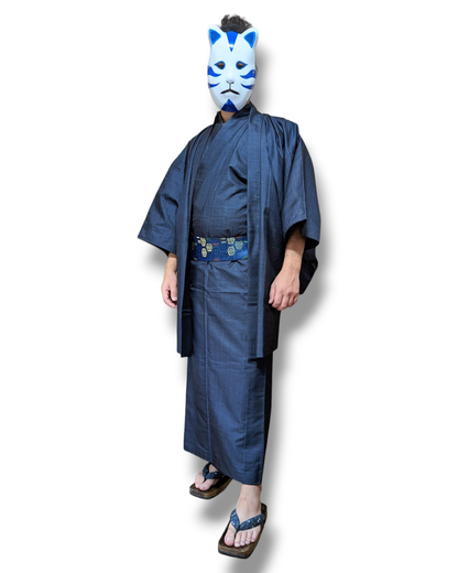 Japanese Kimono &amp; Haori Set in Blue Silk
