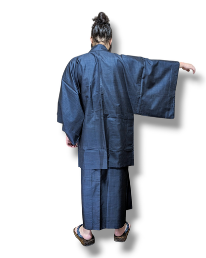 Japanese Kimono &amp; Haori Set in Blue Silk