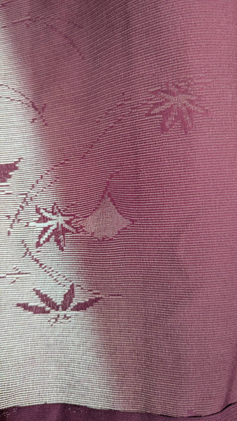 Haori femme en soie rouge bourgogne transparent motifs érable japonais - Vintage