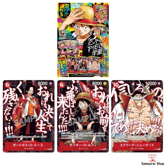 3 cartes Promo One Piece Card Game SAIKYO JUMP Vol.Mai - Luffy, Ace, Barbe Blanche