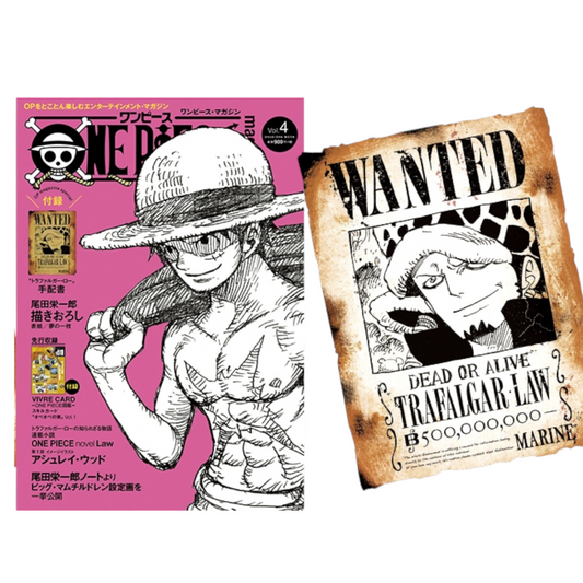 One piece magazine Vol 4 with its Wanted Trafalgar Law poster