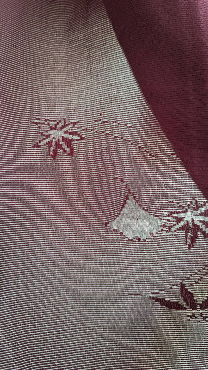 Women's haori in sheer burgundy silk with Japanese maple motifs - Vintage
