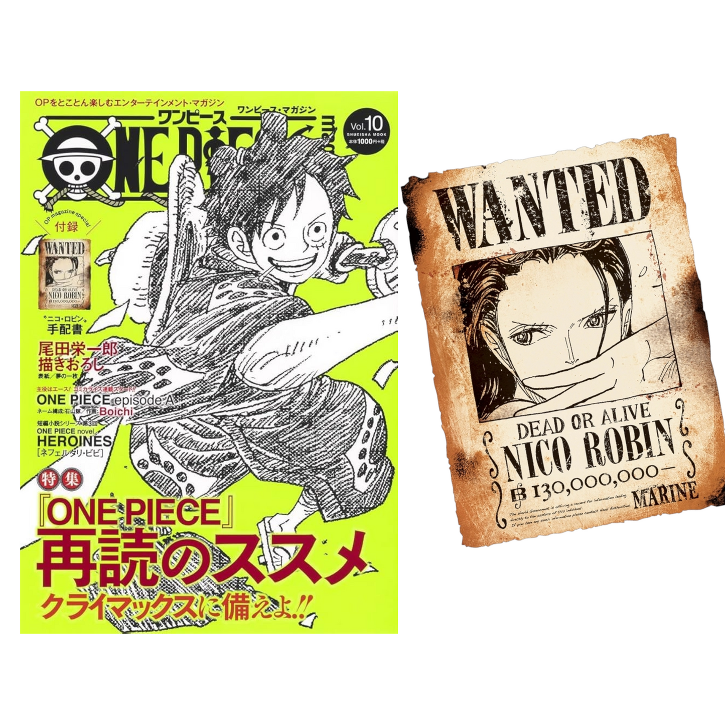 One piece magazine Vol 10 avec son poster Wanted Nico Robin