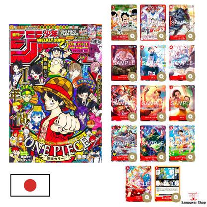 WEEKLY SHONEN JUMP 4 y 5 con su Deck Ace, Sabo, Luffy