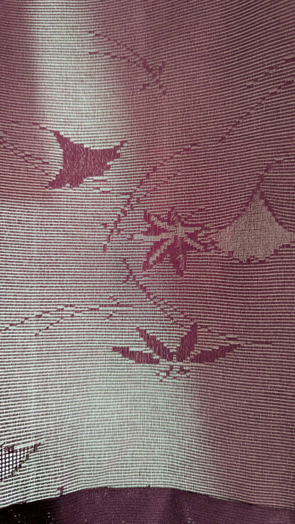 Women's haori in sheer burgundy silk with Japanese maple motifs - Vintage
